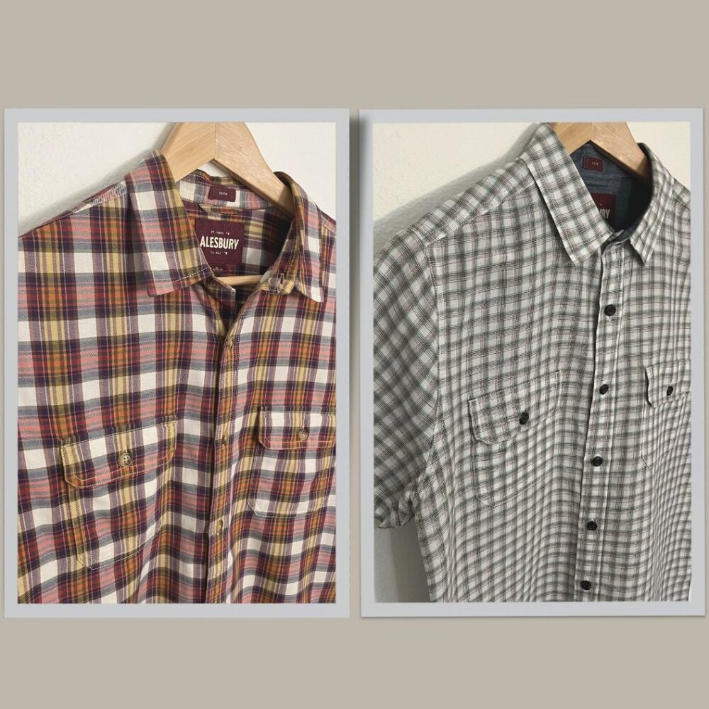 Alesbury | 2 Button Up Plaid Shirts Brown/Green Red/Yellow, size M slim